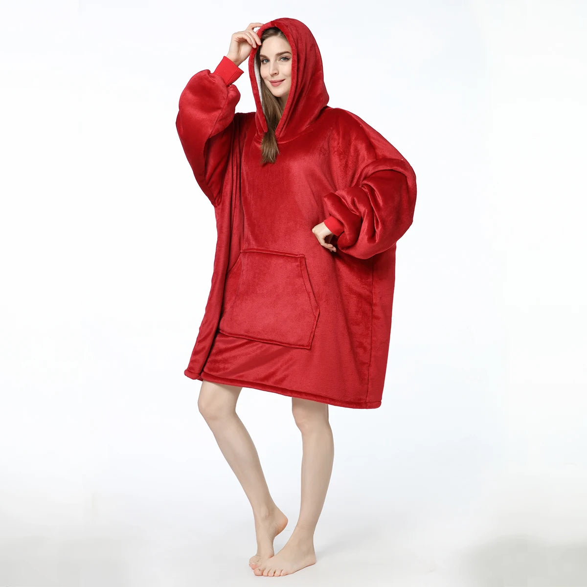 Autumn and winter models printed lazy clothes hooded pullover large size sweater outdoor cold weather clothing can be worn blank