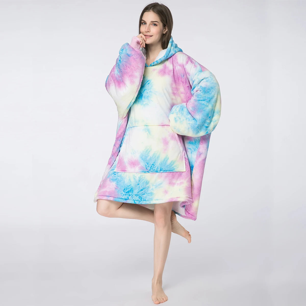 Autumn and winter models printed lazy clothes hooded pullover large size sweater outdoor cold weather clothing can be worn blank