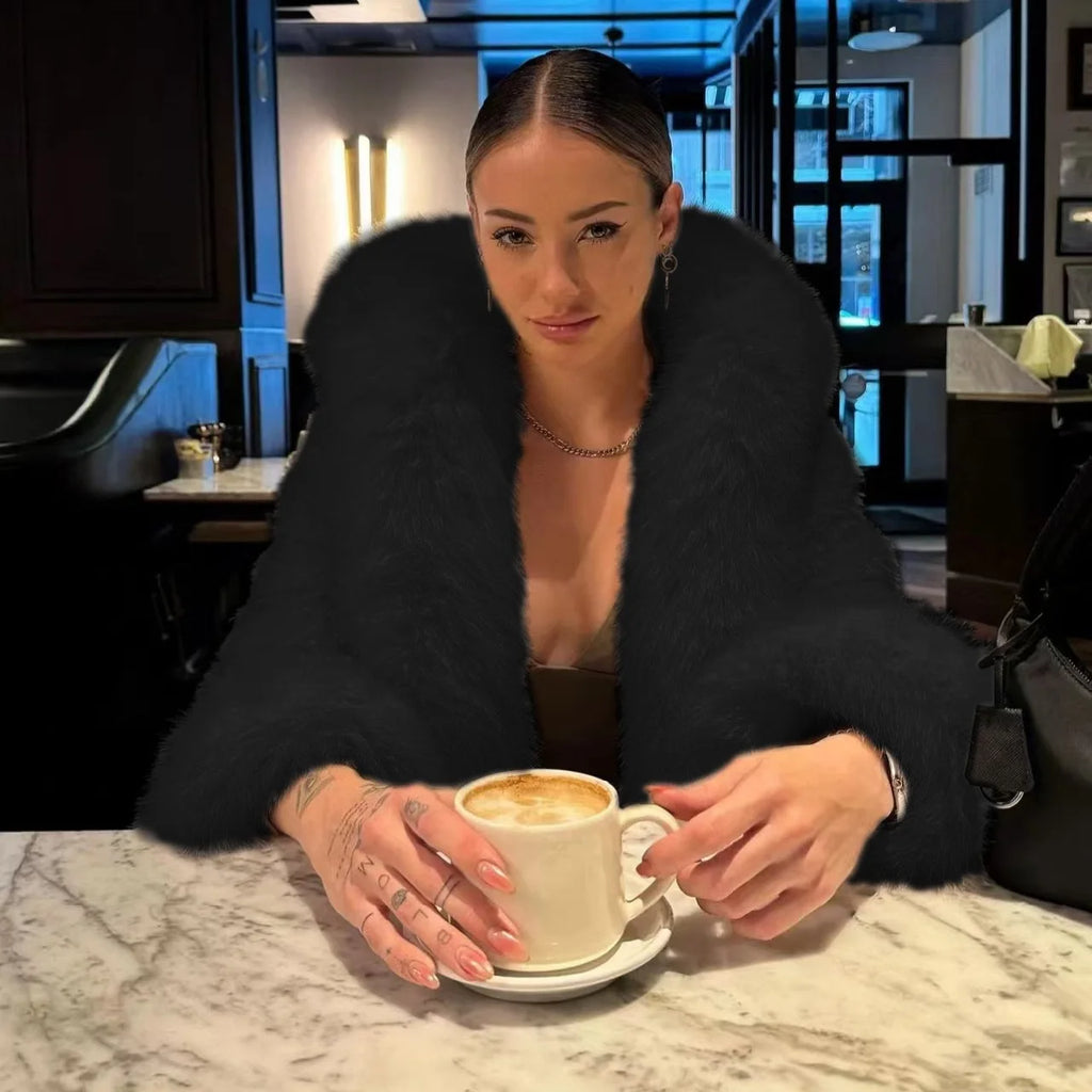 Winter Ultra Thick Off-White Hooded Short Eco-Friendly Fur Coat Ins Blogger Same Style Winter