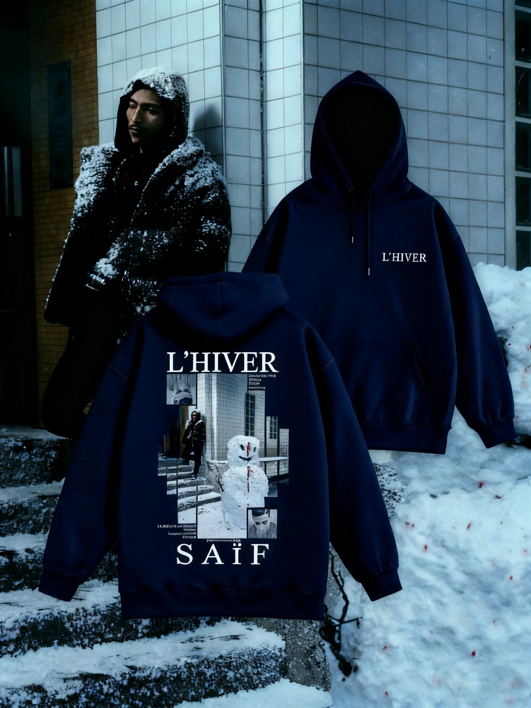 L'HIVER Ablum Graphic Hoodies Rapper Saïf Print Pullover Oversized Y2k Fleece Warm Men Women Winter Thick Sweatshirt Clothing