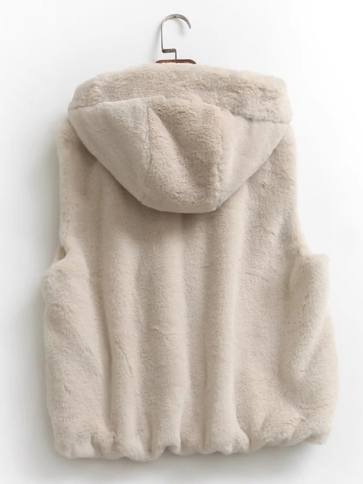 Autumn Winter New Loose Women's Zipper Hooded Furry Vest Anti-Aging Svel Top Pure Color Versatile Sle Faionable