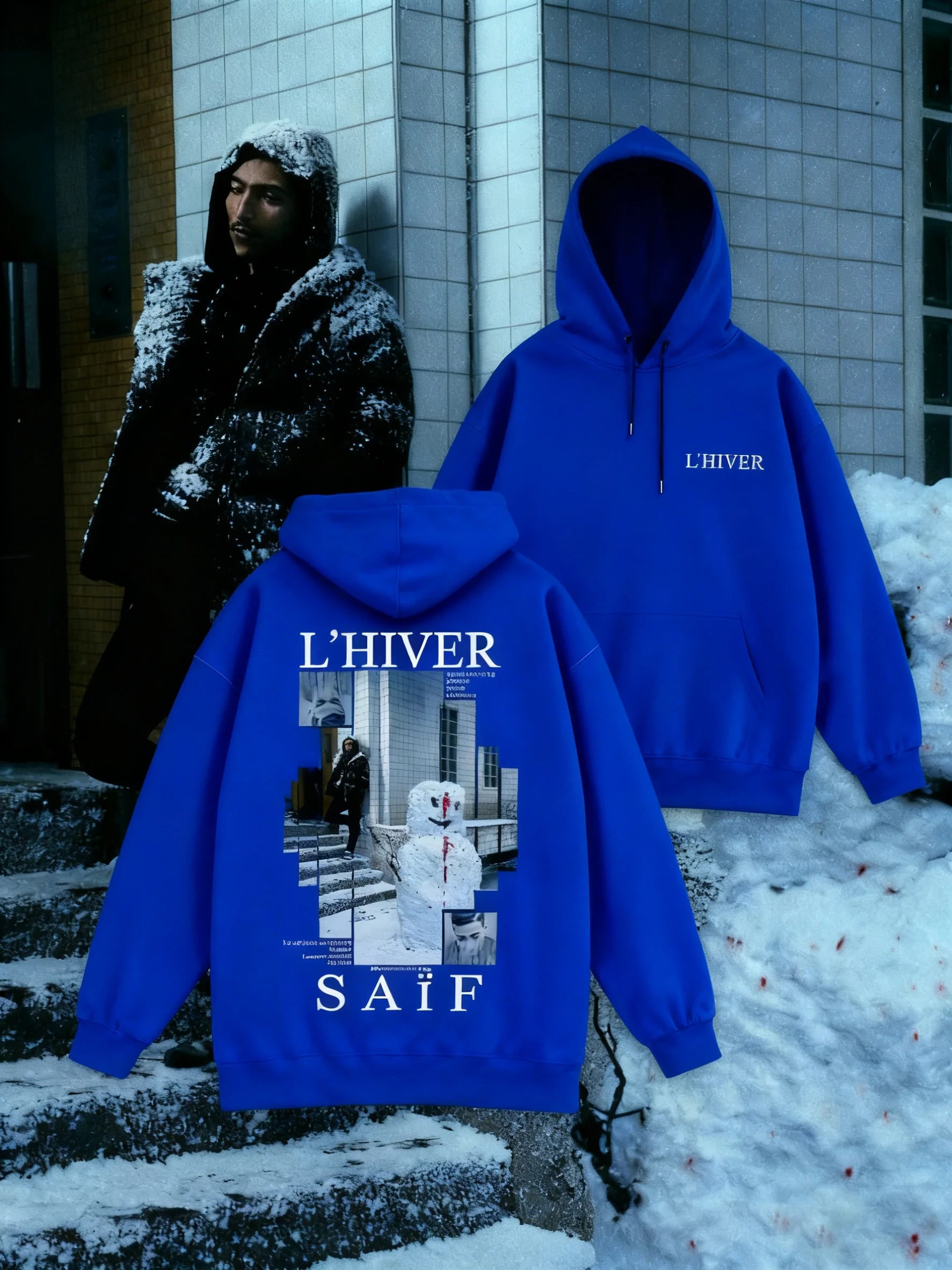 L'HIVER Ablum Graphic Hoodies Rapper Saïf Print Pullover Oversized Y2k Fleece Warm Men Women Winter Thick Sweatshirt Clothing